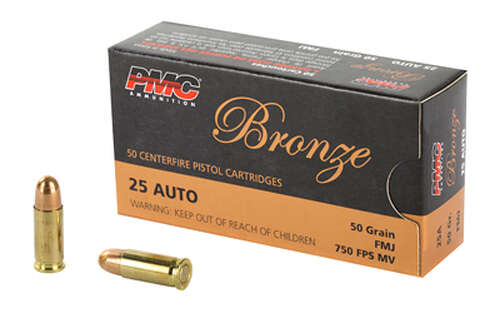 Ammunition PMC Ammunition Bronze 25ACP PMC BRNZ 25ACP 50GR FMJ 50/1000